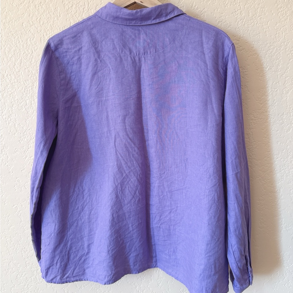 Handmade Women’s Linen Purple Button-Up Shirt Size M - Picture 5 of 5